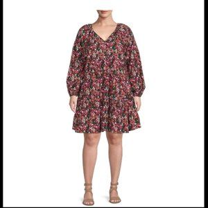 Terra & Sky Women's Plus Size Relaxed Peasant Dress